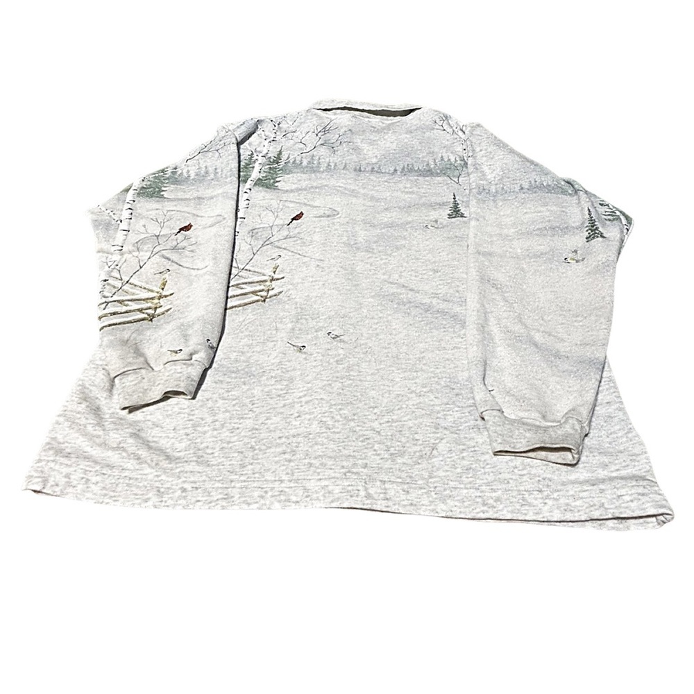 Artisans Knit Winter Scenic Cabin Button Shirt USA Vintage Large - Picture 11 of 16